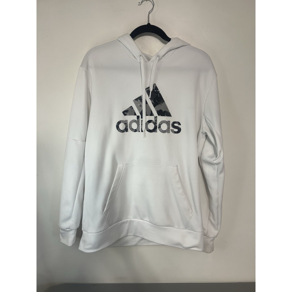 Adidas Women's Sport White Long Sleeves Hoodie Size Medium pullover With Logo